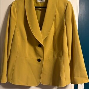 Le Suit Mustard Yellow Shawl Collar Blazer